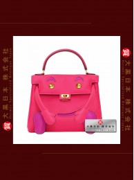 HERMES KELLY DOLL TWO COLOUR (Pre-Owned) - Rose extreme / Rose pourpre, Swift leather, Ghw